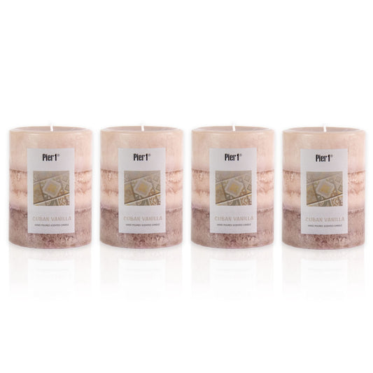 Pier 1 Cuban Vanilla 3x4 Layered Pillar Set of 4 Candles - Pier 1