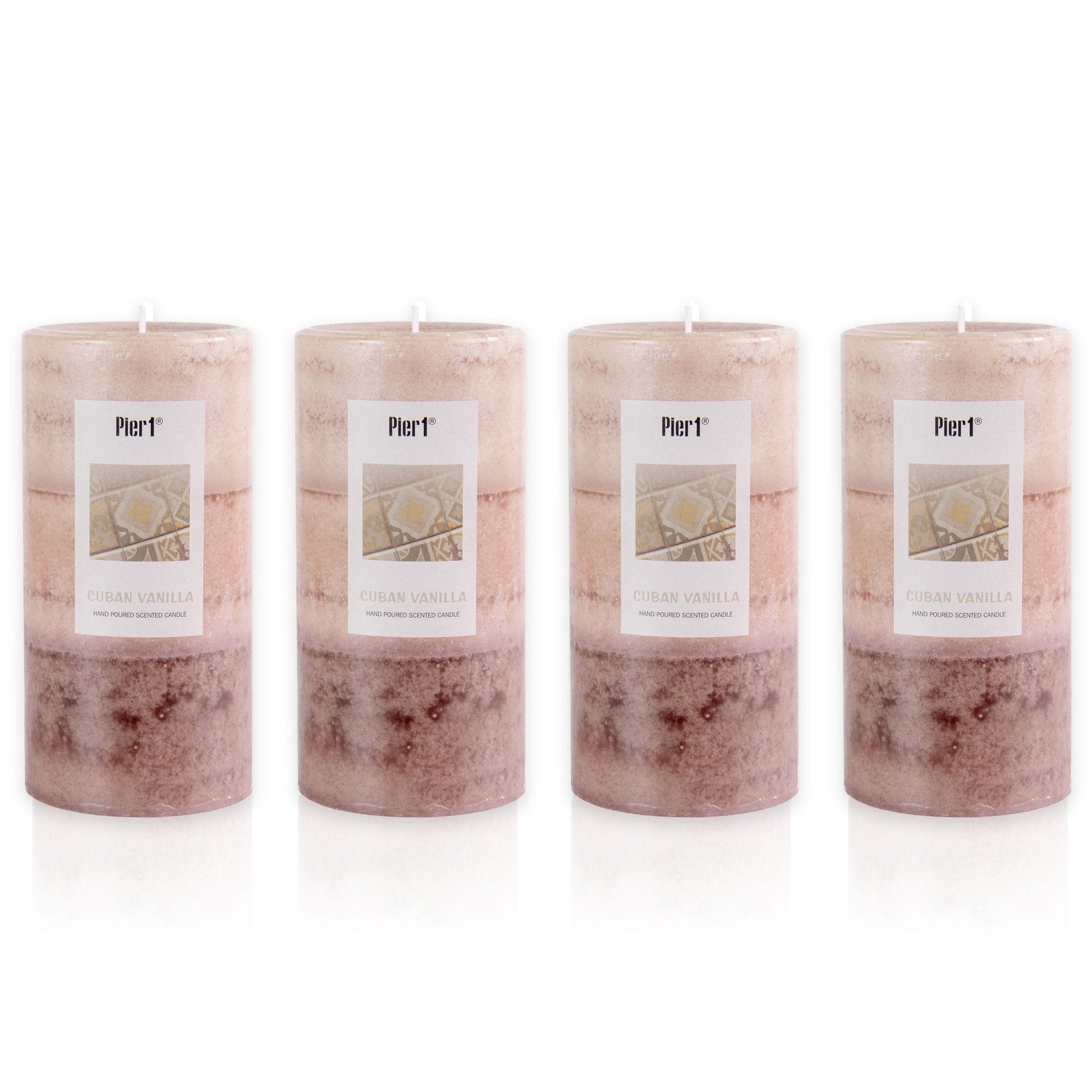 Pier 1 Cuban Vanilla 3x6 Layered Set of 4 Pillar Candles - Pier 1