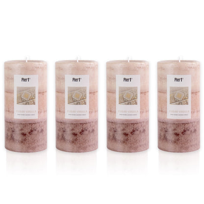 Pier 1 Cuban Vanilla 3x6 Layered Set of 4 Pillar Candles - Pier 1