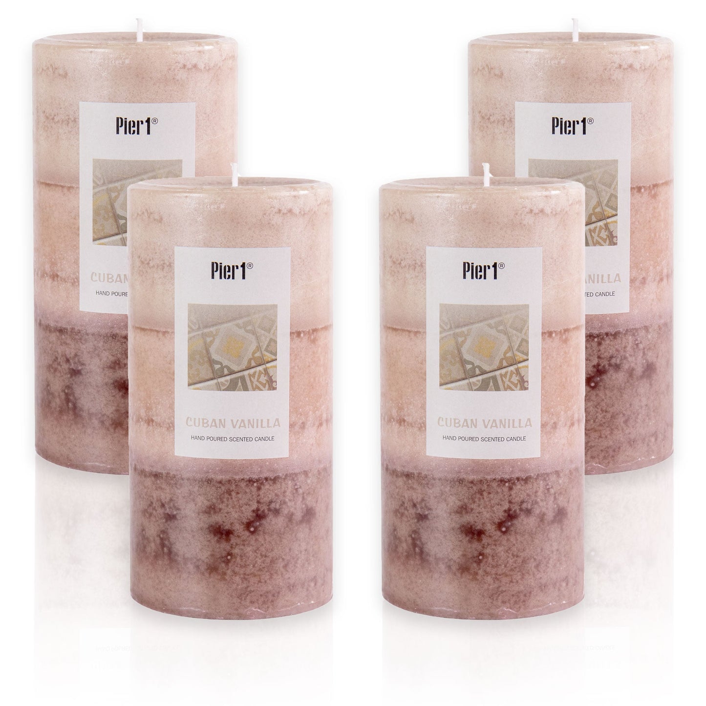 Pier 1 Cuban Vanilla 3x6 Layered Set of 4 Pillar Candles - Pier 1