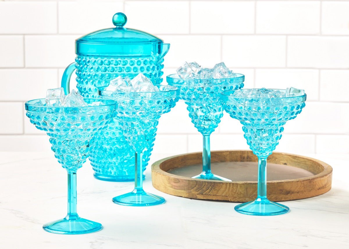 Pier 1 Emma Aqua Acrylic 12 oz Margarita Glasses, Set of 4