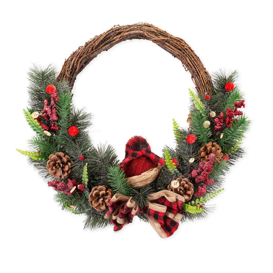 Pier 1 Faux Pine 15" Wreath With Bird - Pier 1