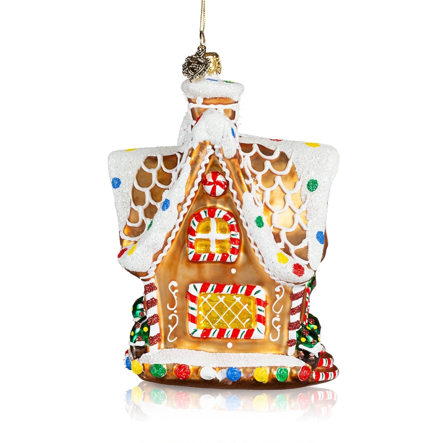 Pier 1 Gingerbread House with Pointed Roof Glass Christmas Ornament - Pier 1