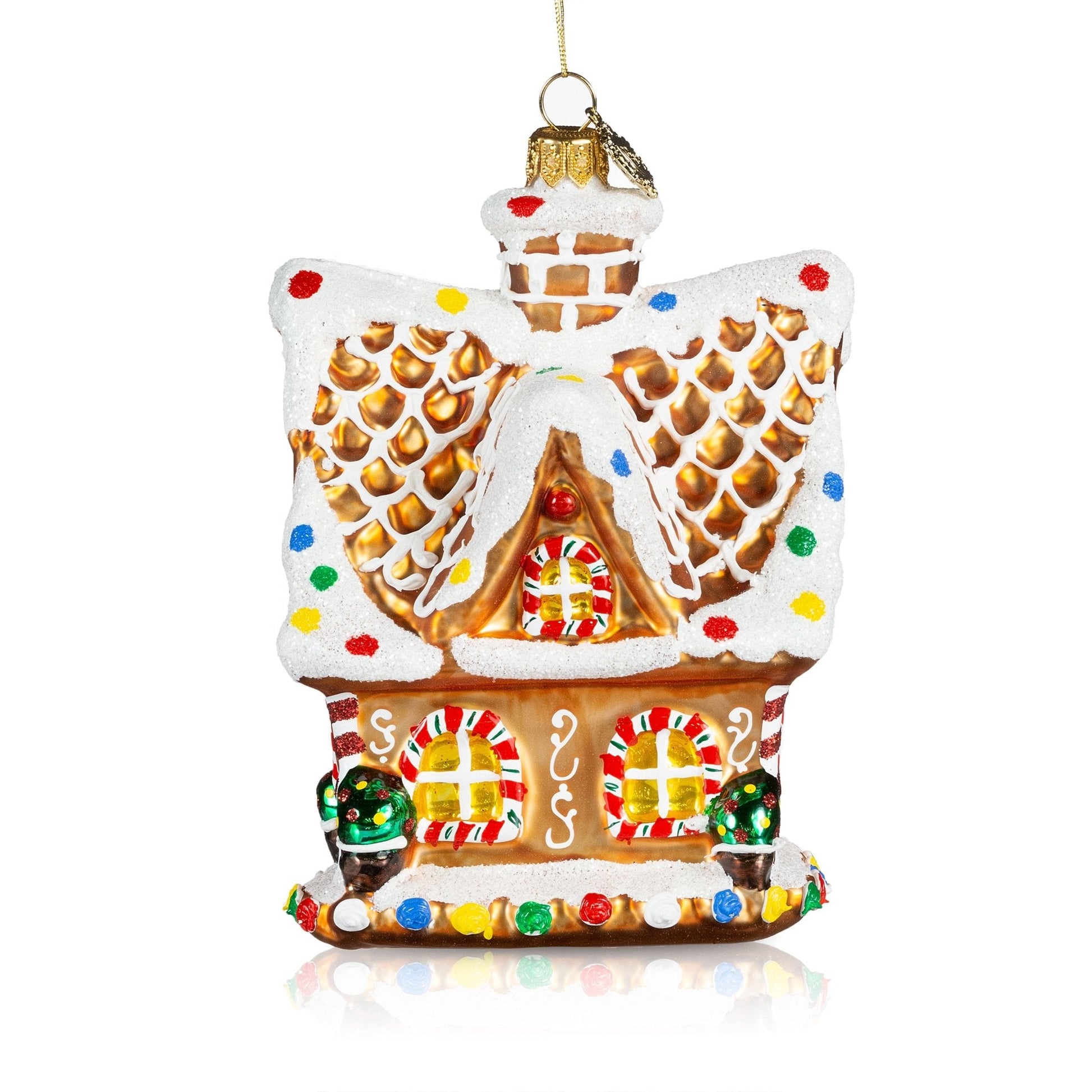 Pier 1 Gingerbread House with Pointed Roof Glass Christmas Ornament - Pier 1