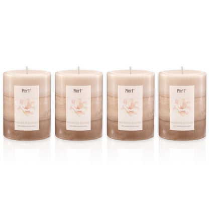 Pier 1 Magnolia Blooms 3X4 Layered Set of 4 Pillar Candles - Pier 1