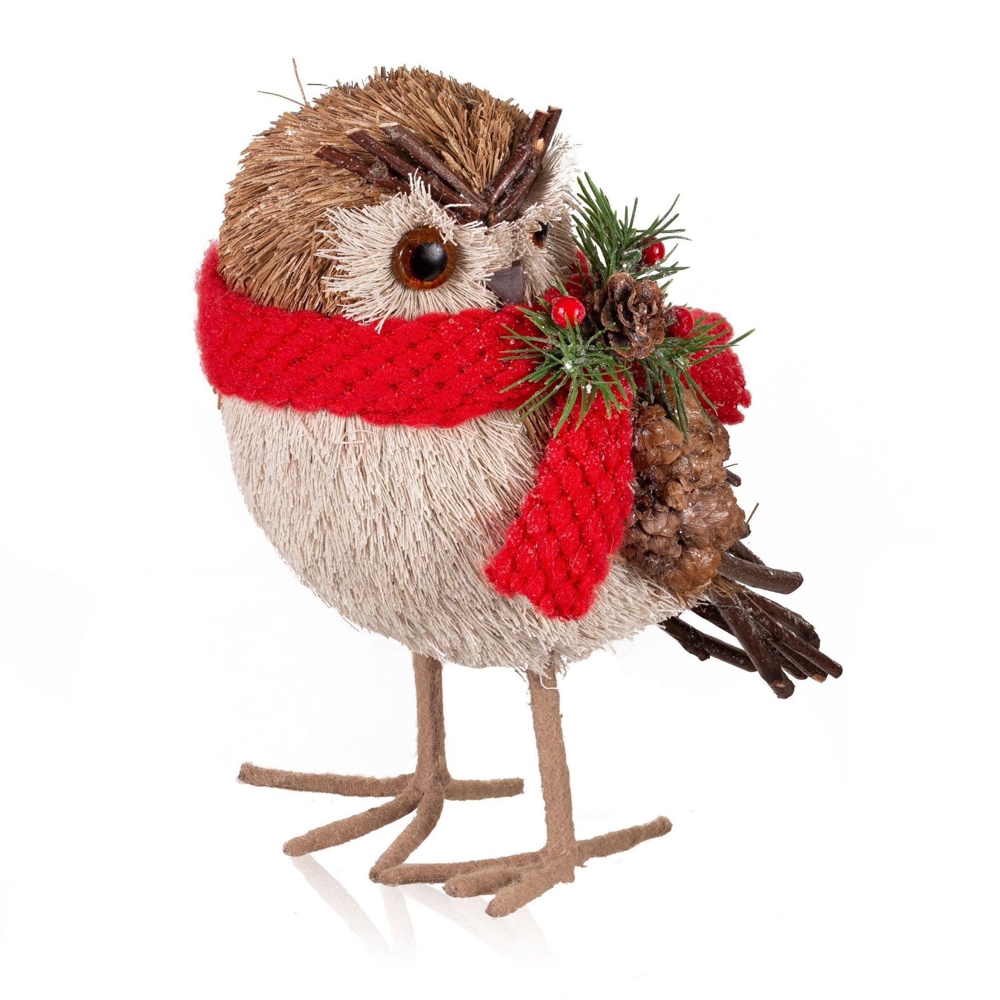 Pier 1 Natural Standing 8" Woodland Owl With Scarf - Pier 1