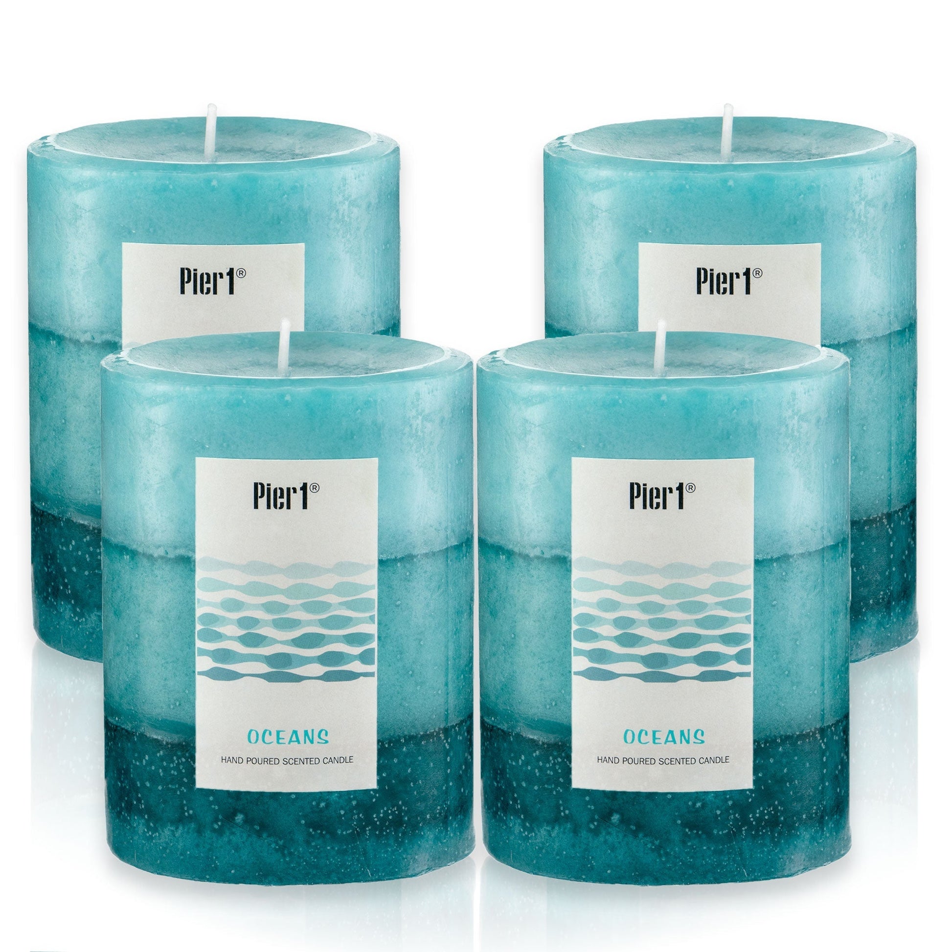 Pier 1 Oceans Layered Pillar Set of 4 Candles - Pier 1