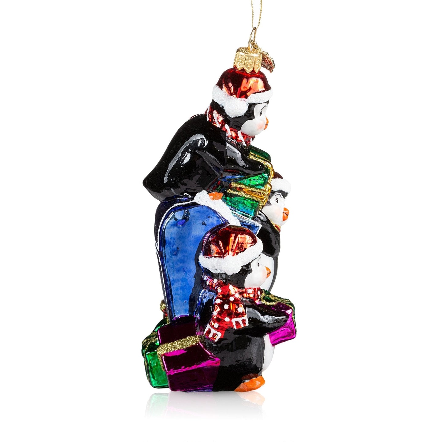 Pier 1 Penguins at the Mailbox Glass Christmas Ornament - Pier 1