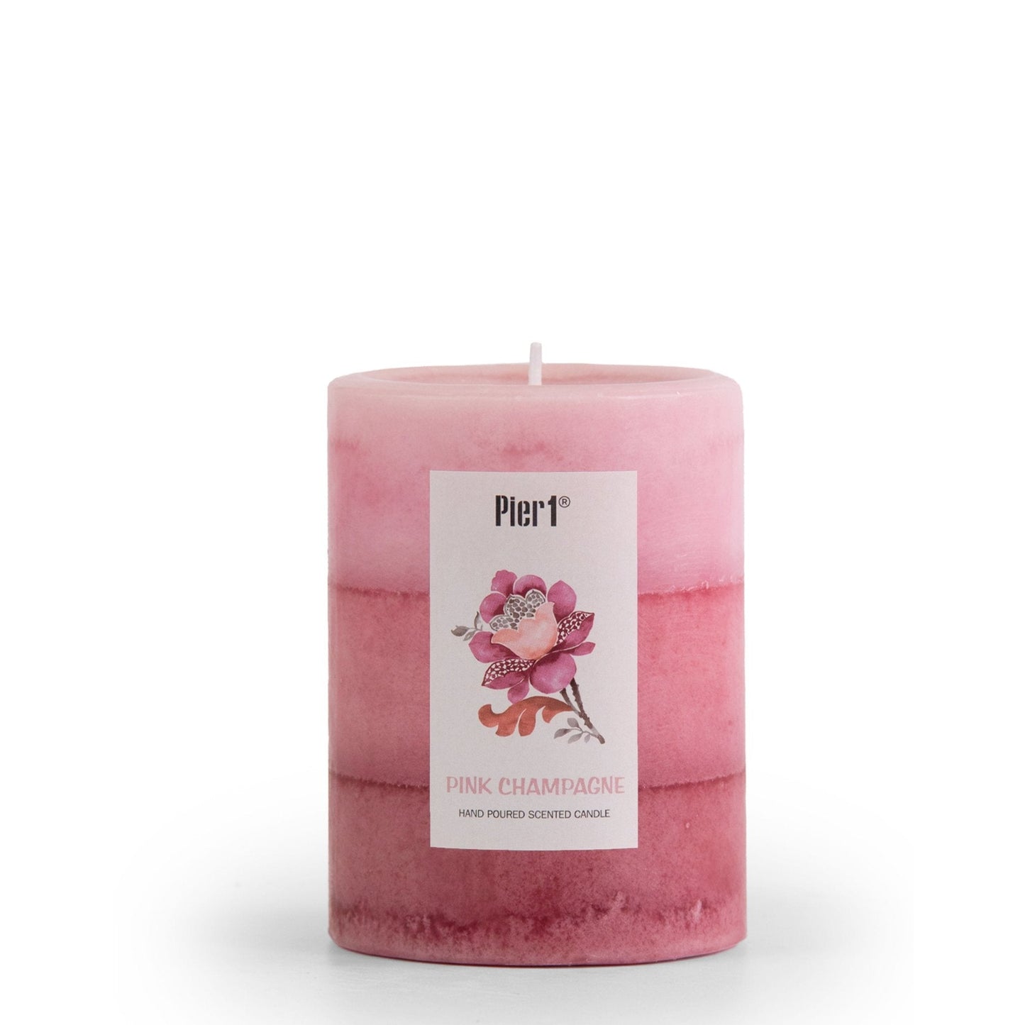 Pier 1 Pink Champagne 3x4 Layered Pillar Candle - Pier 1