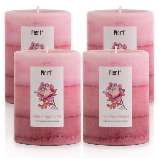 Pier 1 Pink Champagne 3x4 Layered Set of 4 Pillar Candles - Pier 1