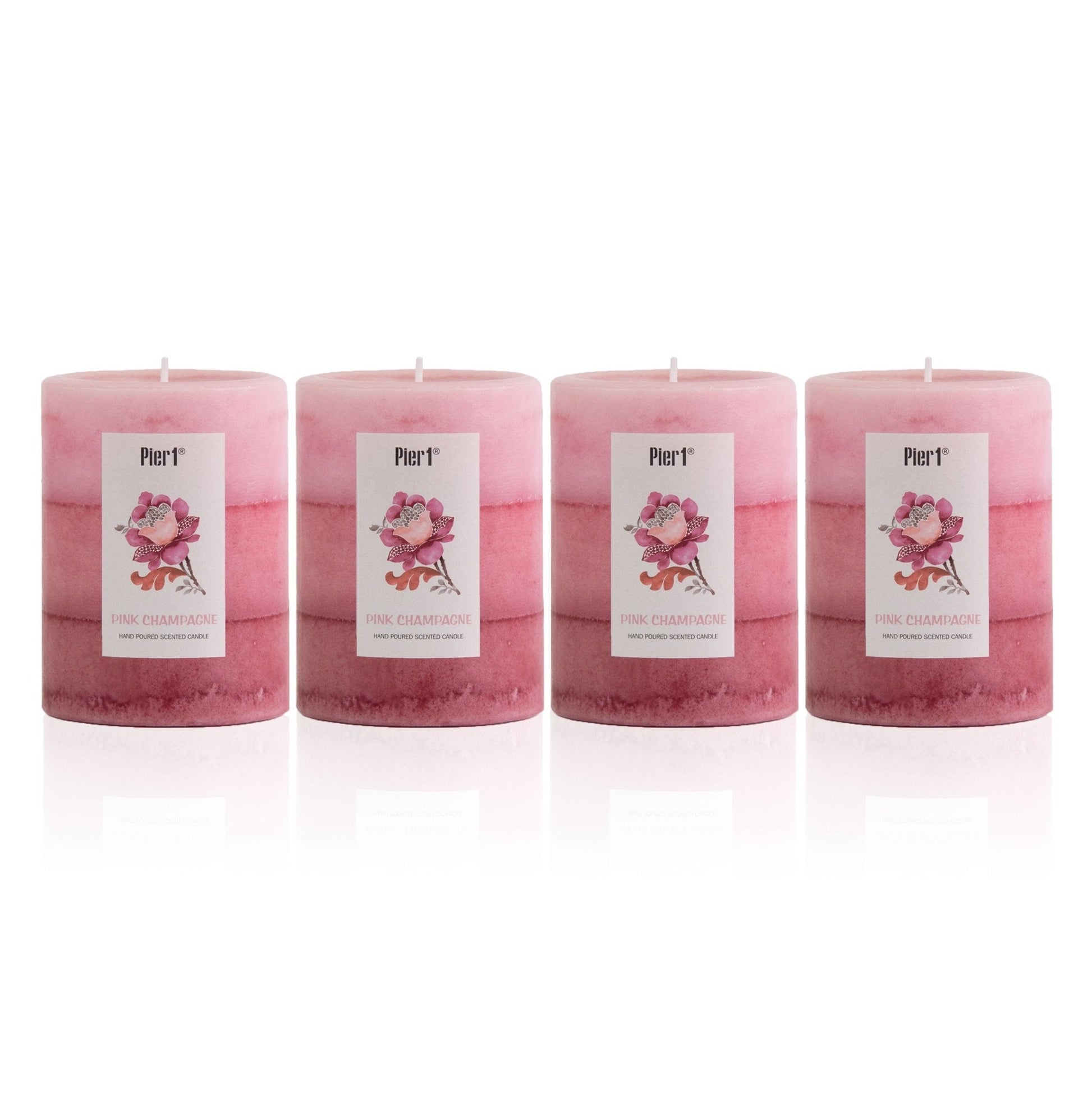 Pier 1 Pink Champagne 3x4 Layered Set of 4 Pillar Candles - Pier 1