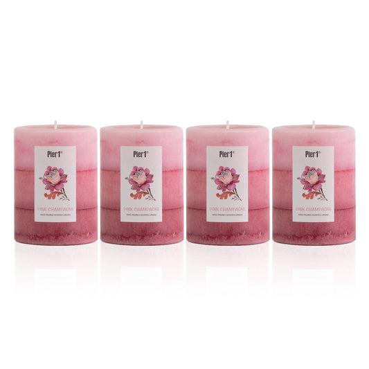 Pier 1 Pink Champagne 3x4 Layered Set of 4 Pillar Candles - Pier 1