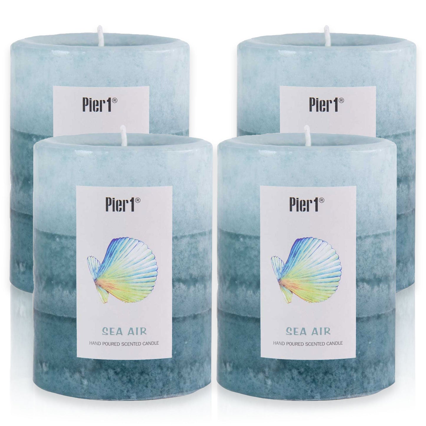 Pier 1 Sea Air Layered 3x4 Set of 4 Pillar Candles - Pier 1