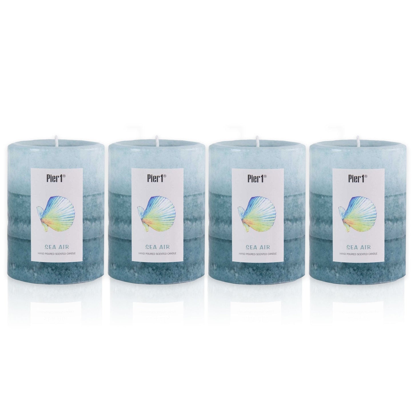 Pier 1 Sea Air Layered 3x4 Set of 4 Pillar Candles - Pier 1