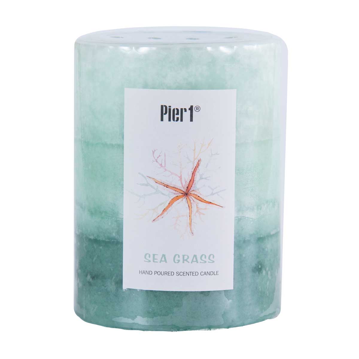 Pier 1 Sea Grass Layered 3x4 Pillar Candle - Pier 1