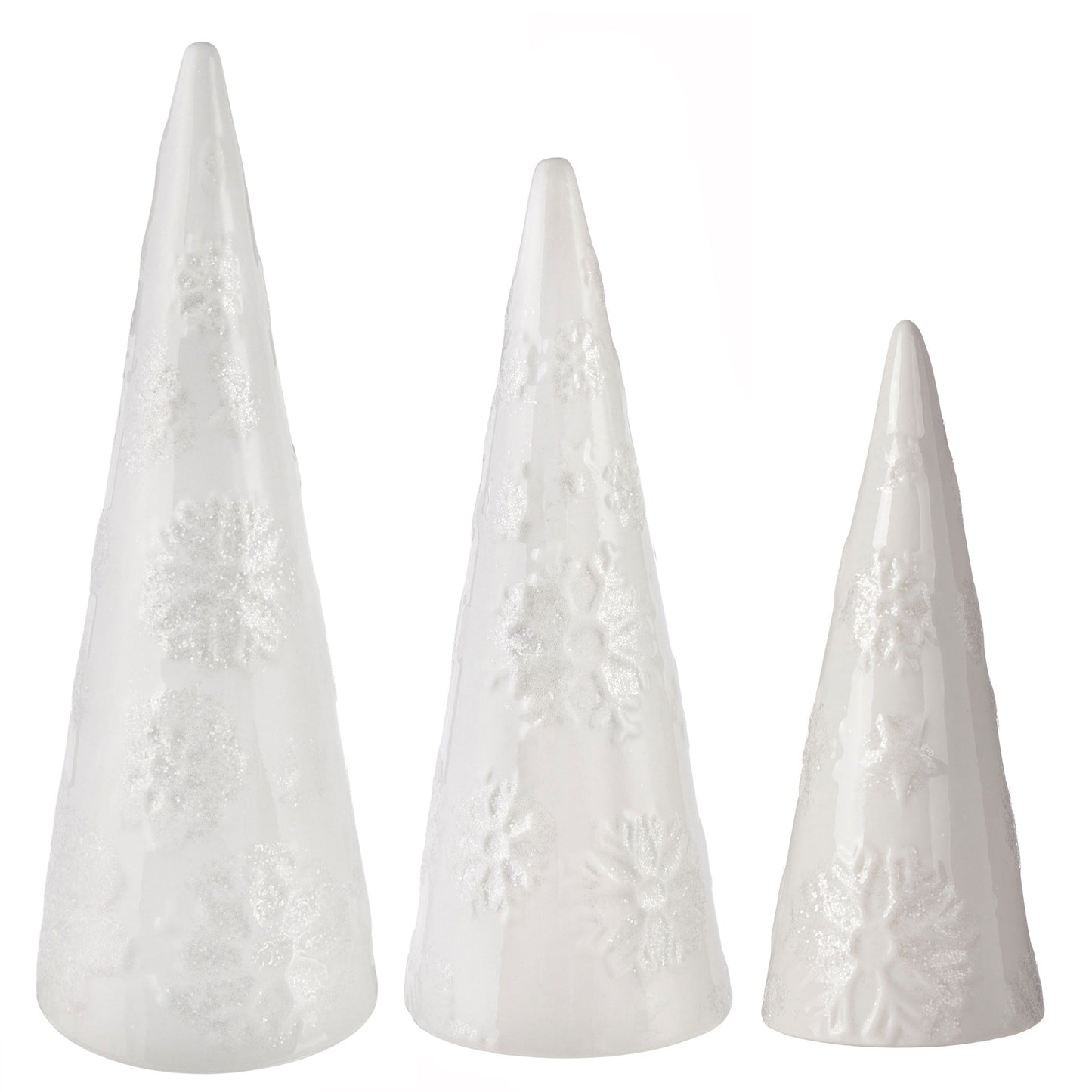 Pier 1 Set of 3 Sparkling Snowflake Tree Set - Pier 1