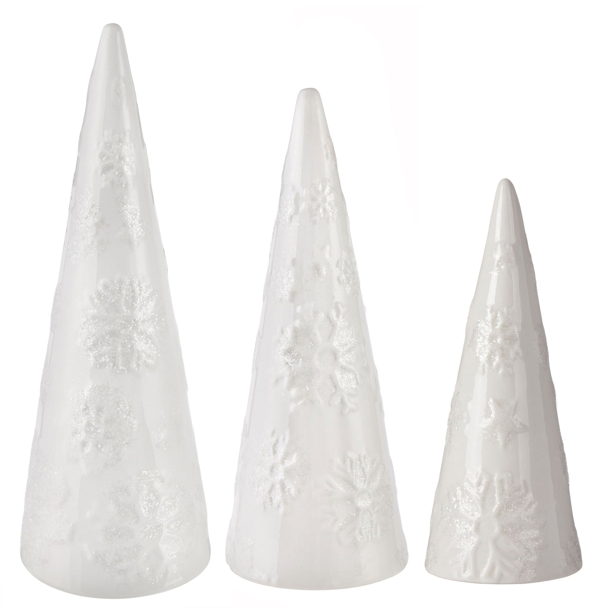 Pier 1 Set of 3 Sparkling Snowflake Tree Set - Pier 1