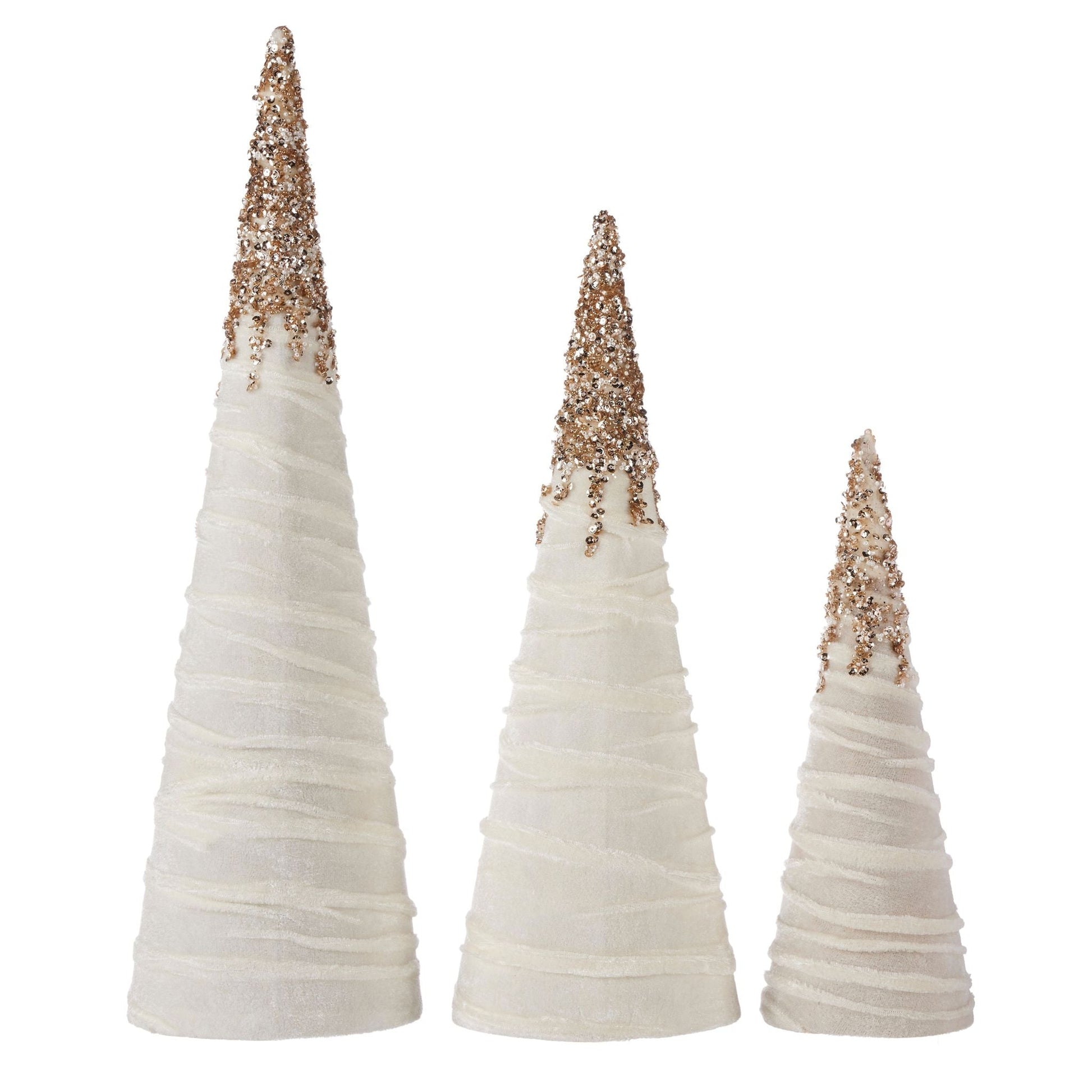 Pier 1 Sparkle and Velvet Beaded Cone Set of 3 - Pier 1