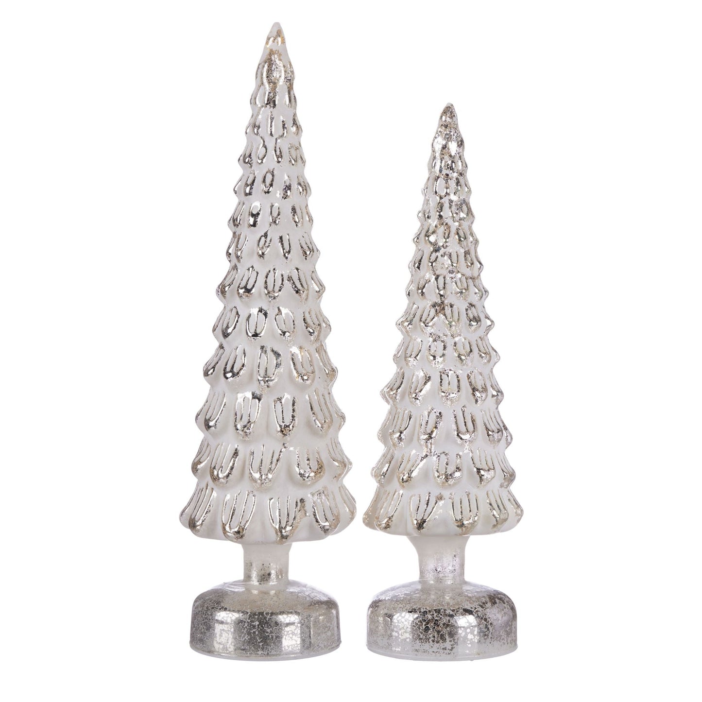 Pier 1 White Champagne Mercury Glass LED Set of 2 Christmas Trees - Pier 1