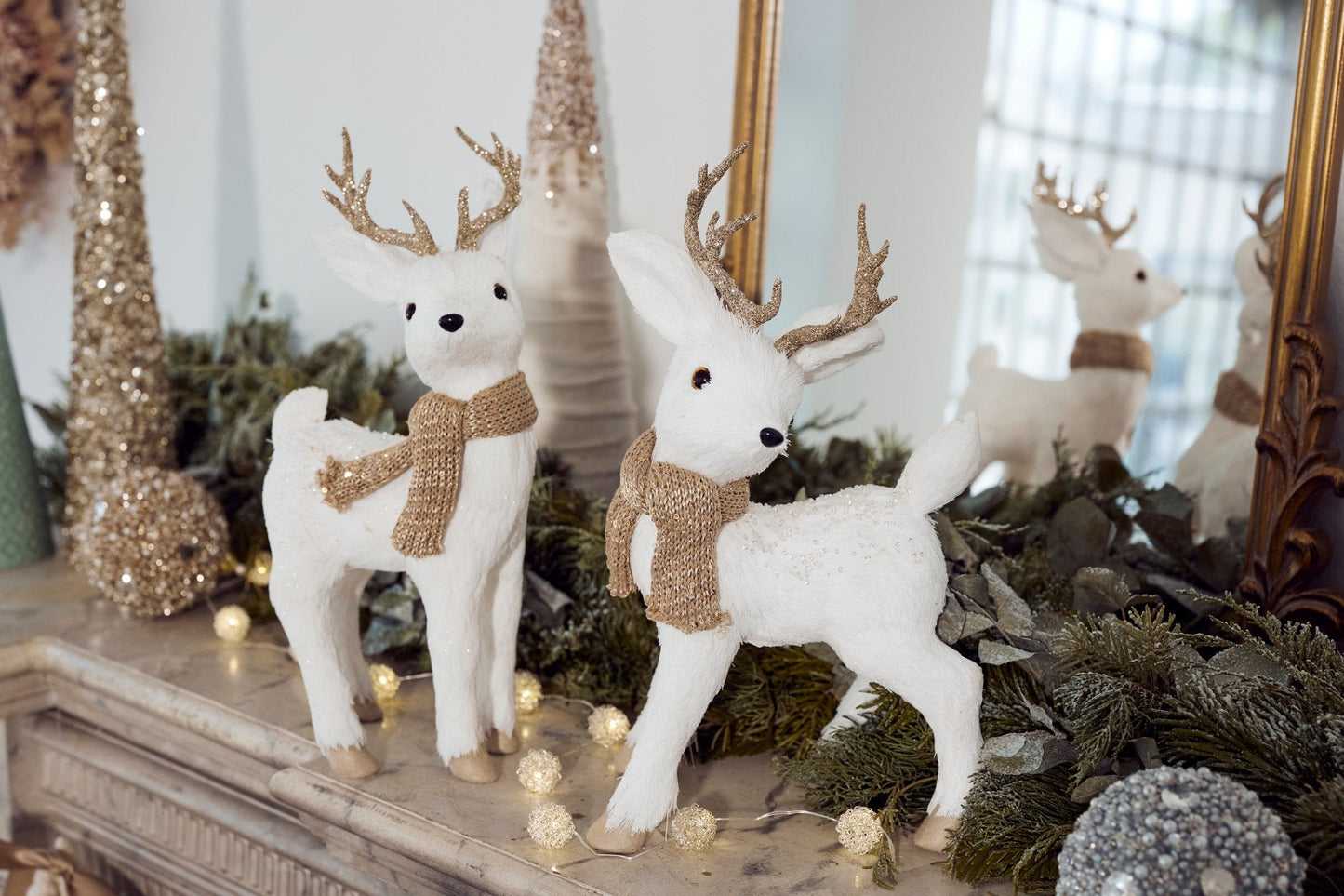Pier 1 White Deer with Champagne Scarf Set of 2 - Pier 1