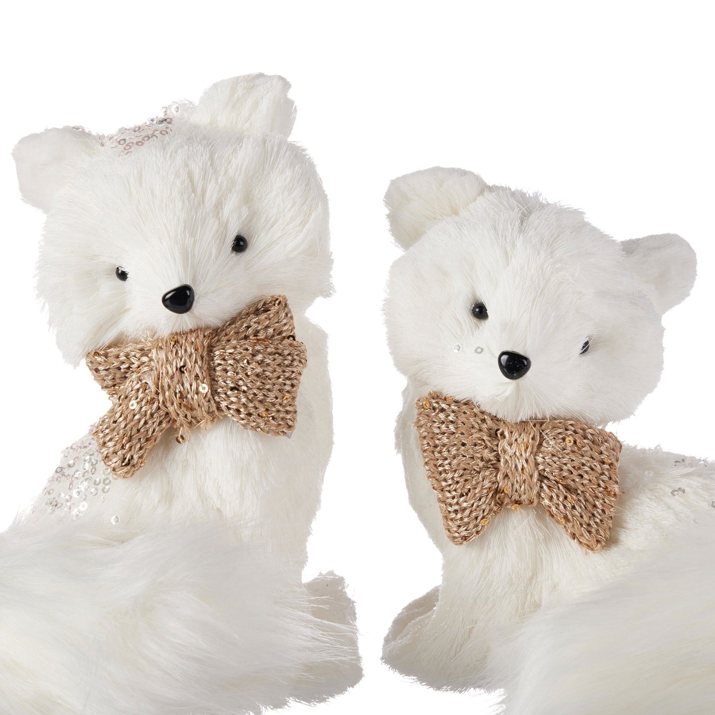 Pier 1 White Foxes with Champagne Scarf Set of 2 - Pier 1