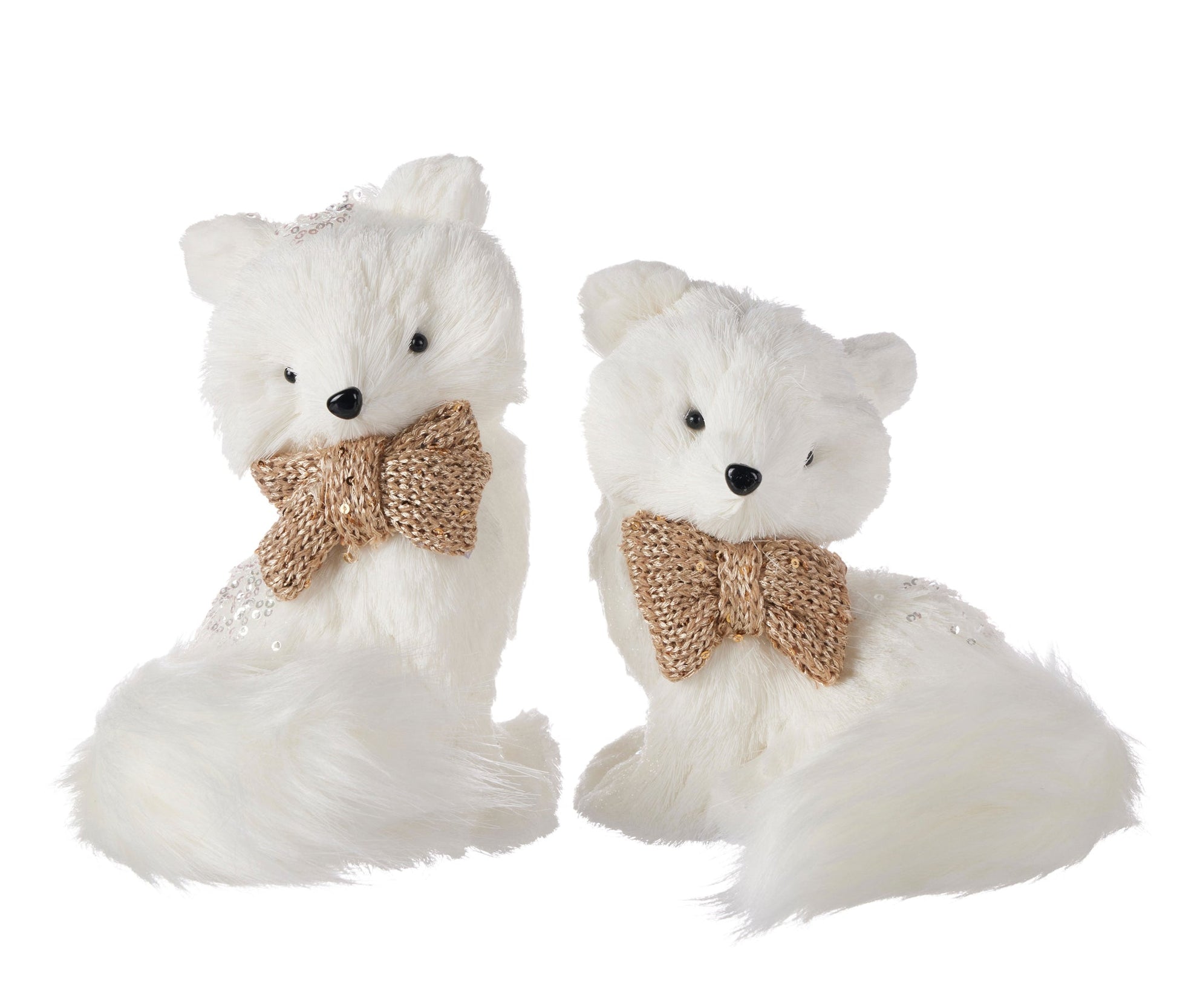 Pier 1 White Foxes with Champagne Scarf Set of 2 - Pier 1