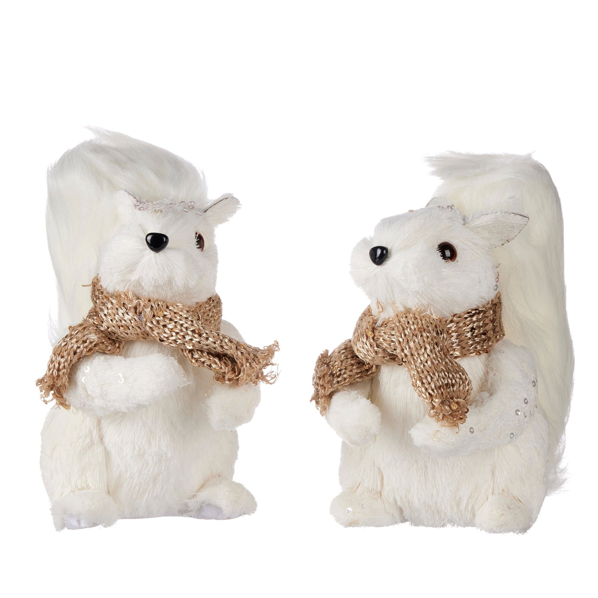 Pier 1 White Squirrels with Champagne Scarf Set of 2 - Pier 1