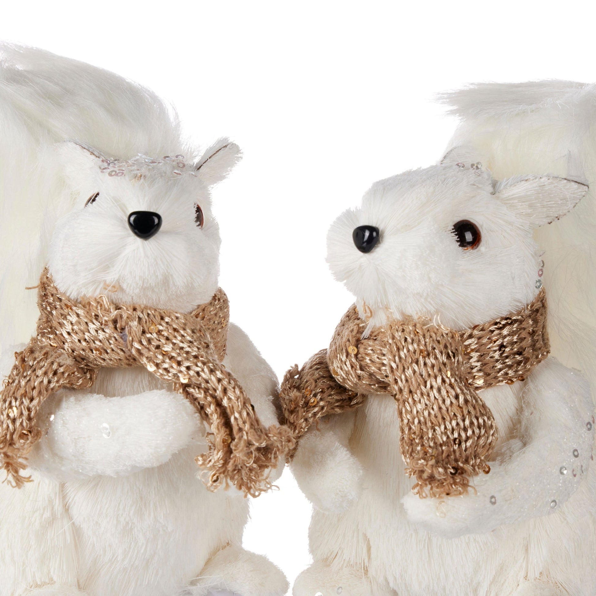 Pier 1 White Squirrels with Champagne Scarf Set of 2 - Pier 1