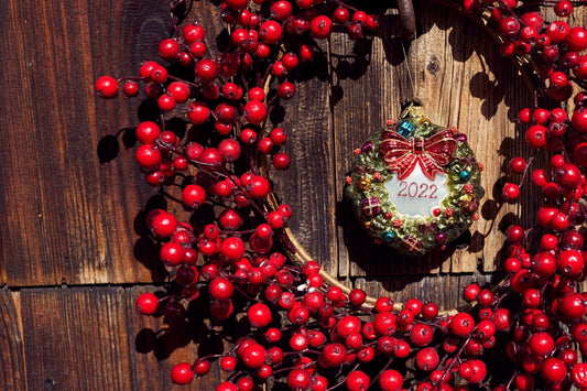 Pier 1 Wreath with Presents Glass Christmas Ornament - Pier 1