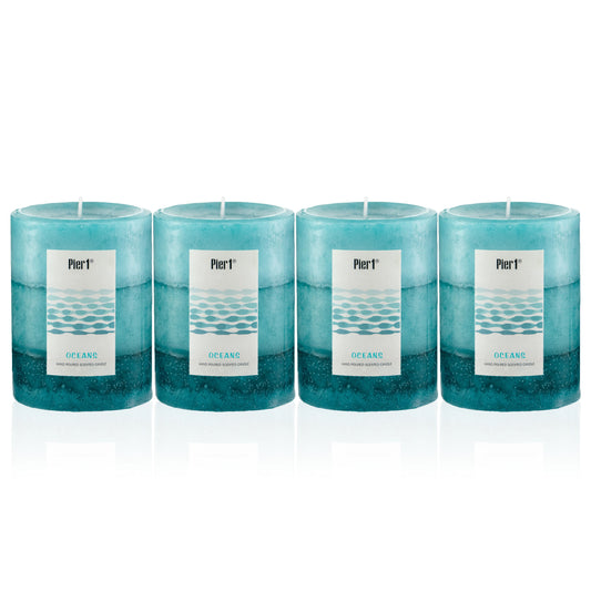 Pier 1 Oceans Layered Pillar Set of 4 Candles